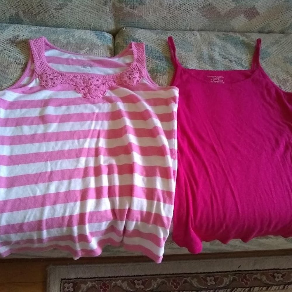 2 pink tank tops Justice and Faded Glory
